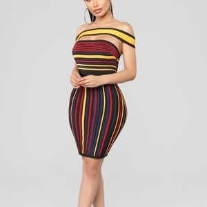 NWOT Fashion Nova Striped Bandage Dress